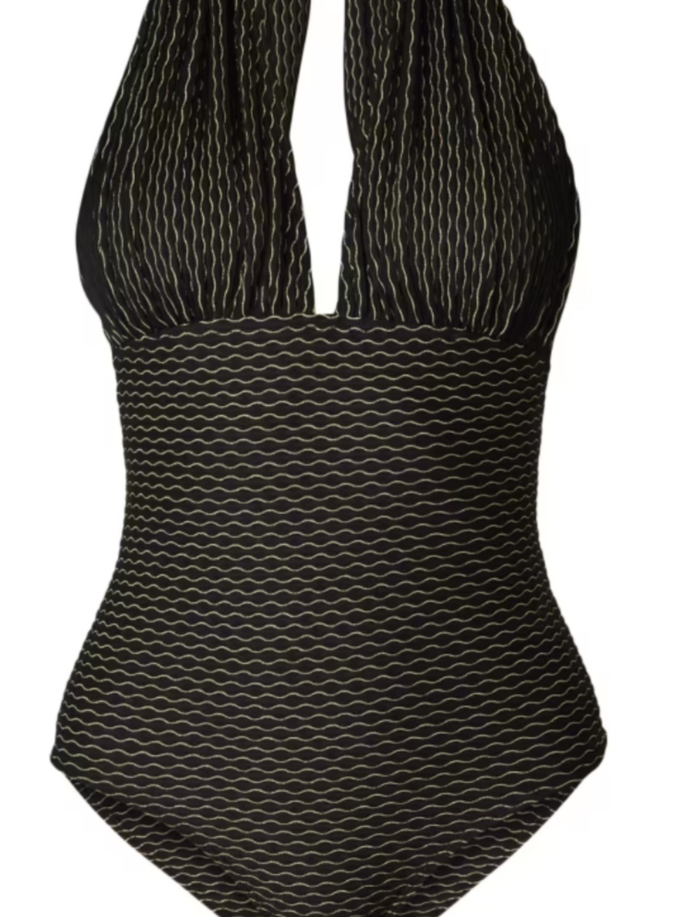 Shoshanna NWT Black Swimsuit with Gold Wave Accents